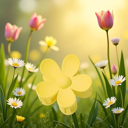 Pinzas para cabello con diseño de flor amarillo miniatura 4