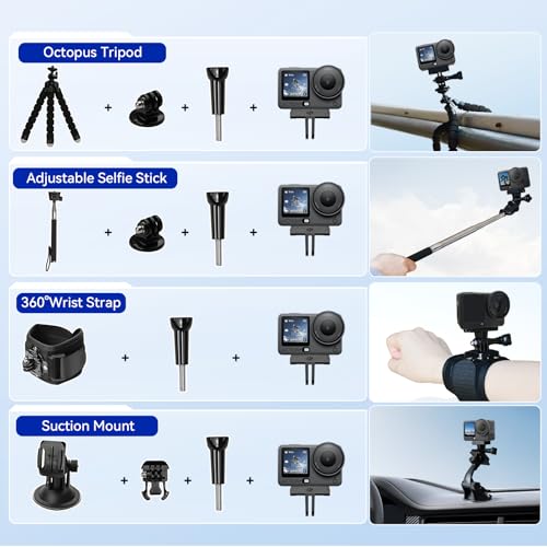 DJI Osmo Action 6 Essential Combo, with 58 Piece Accessory Kit + 2 Extra Batteries + 64GB Card - Waterproof Action Camer - Additional View