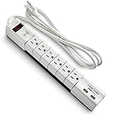 FosPower 6-Outlet Swivel Surge Protector & 2 USB 2.4A Charging Ports Power Strip with 6FT Power Cord Extension Surge Suppressor, UL Listed (S6SU2J5)