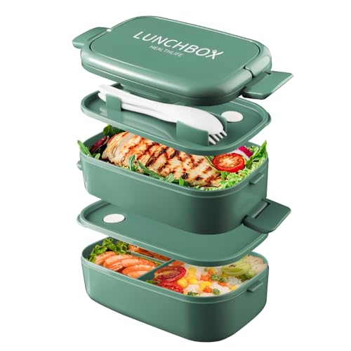 Bento Lunch Box Impilabile,Contenitori da 1400 ml con 4 scomparti