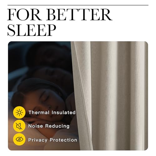 Image of NICETOWN 100% Blackout Linen Curtain for Patio Sliding Door W100 x L84 in