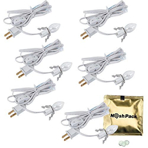 Darice White Light Bulb with Cord, 6 Pack, 6 Foot Cord with Power