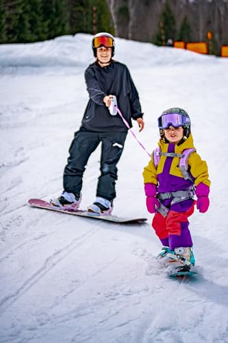 MDXONE Kinder-Snowboard-Ski-Geschirr mit einziehbarer Leine und absorbierenden Spanngurten und abnehmbarem Sitzgurt (Lavendel)