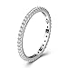Full Micropave Thin Band Dainty Stacking Ring Wedding Band 14K Rose Gold Plating Size 5-9