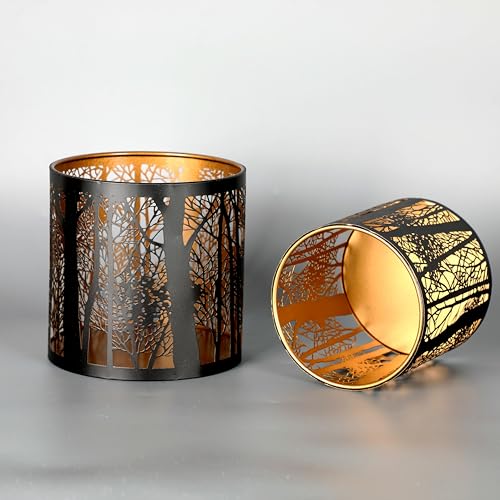 ティーライトキャンドルホルダー、木の森の模様付きキャンドルホルダー、ロマンチックなモザイクティーライトホルダーカップ、テーブルセンターピース、クリスマス、誕生日パーティー、ホームデコレーションに。 [5]