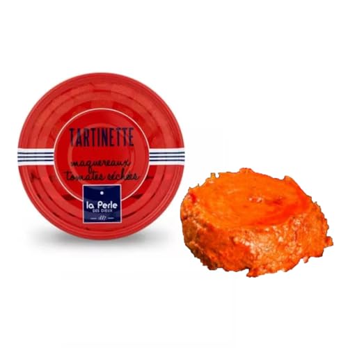 La Perle des Dieux® | Tartina Filetti di Sgombro e Pomodori Secchi | Salsa Spalmabile Sgombri Pomodori Secchi e Spezie Aromatiche - Netto 1 x 80 Gr