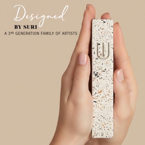 Image of SURI Mezuzah for Door with Scroll - 6 Inch Modern Mezuzah Case with Non Kosher Scroll Included, Fits up to 5 inch Scroll, Easy Adhesive Installation, Gift Box Included