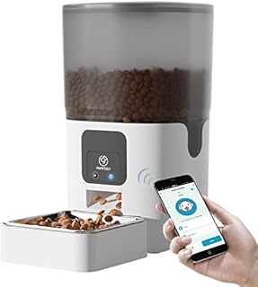 PAPIFEED Automatic Cat Feeder with APP Control, WiFi Enabled Smart Dry Food Dispenser with Alexa, Detachable Pet Feeder for Cleaning, Up to 30 Meals Per Day, for Cats Large Dogs and Multiple Pets (6L)