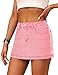 Denim Skort for Women High Waist Mini Denim Skirt Casual Stretch Women Jean Skirt with Pockets Pink US XL