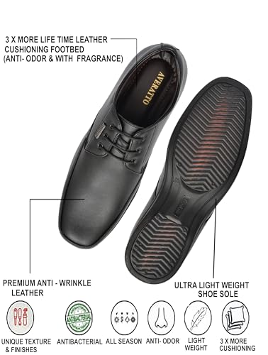 Image of Men's Premium Synthetic Leather Formal Derby Shoes | Ultra-Lightweight Airmix Sole Lace-Up Office Wear