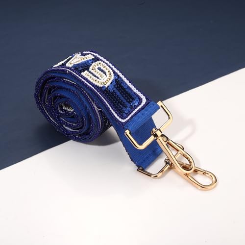 Image of YAHPERN Beaded Purse Straps Game Day Purse Strap Replacement Sequin Crossbody Football Purse Strap for Stadium Clear Bag