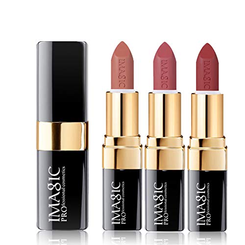CCbeauty Matte Lipstick Set 3 Colors Natural Waterproof Long Lasting Moisturizing Makeup Lipstick for Women Red/Pink/Peach
