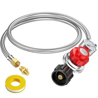 5FT 0-30 PSI Adjustable High Pressure Propane Regulator with Gauge 0~60PSI Gas Flow Indicator Stainless Propane QCC1 Hose with 3/8 Flare x 1/8 MNPT Fits for LP Gas Cooker, Burner, Turkey Fryer, Smoker