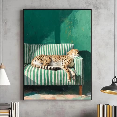 Póster de leopardo dormido para un salón moderno y sofisticado de 40x55cm 2
