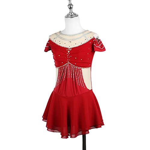 Vestido de Patinação Artística, Mulheres Meninas Sexy de ombro a ombro com brilhantes strass Competi
