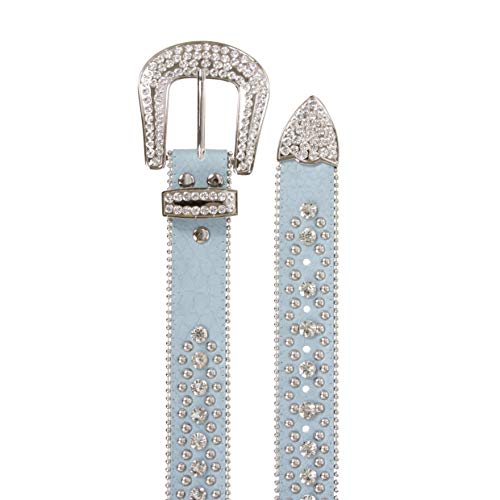 Women's Western Cowgirl Alligator Rhinestone Studded Leather Belt3