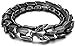 Nordic Herren Wikinger Ouroboros Armband, Edelstahl Drachen Skala Armband, Vintage Biker Punk Skeleton Celtic Drache Heavy Bangle Schmuck (Color : Black, Size : 23CM)