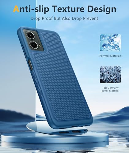 Image of FNTCASE for Moto G-5G 2024 Case: Moto G 2024 Phone Case with Screen Protector 14FT Military Grade Drop Protection Shockproof Rugged Anti-Slip Sweat-Resistant Matte Dual Layer Daily Cover (Blue)
