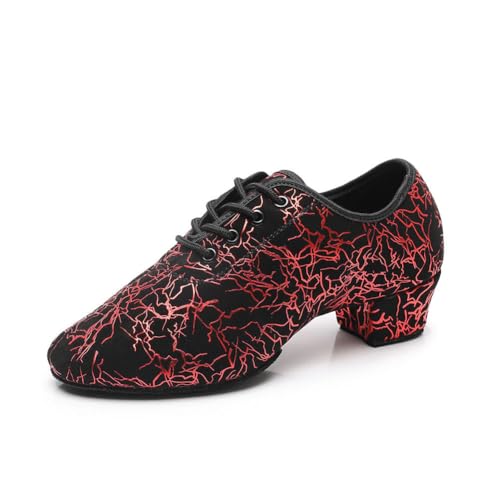 HIPPOSEUS Women's lace-up Latin Dance Shoes Men Ballroom Modern Jazz Dance Practice Performance Shoes with Closed Toes,Model WH-SD