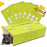 Trampa para Ratones Rata Adhesiva Pegamento con Cebo Alimentario - Profesional para Uso doméstico - Sin Veneno - Fácil de Usar para atrapar ratoncillos - Made Europe (12 Piezas)