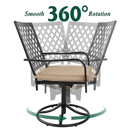 Okida 7-Piece Patio Dining Set, Outdoor 6-Seater Chairs Table Patio Furniture Sets Swivel Stackable Metal Dining Chairs With Cushions And Rectangular Table With Umbrella Hole For Porch Yard Pool Deck #TOP2