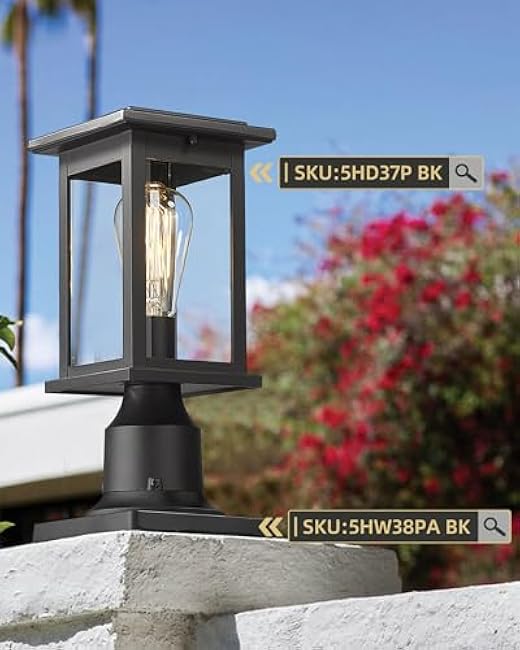 Heavy Duty Post Light Adapter, HWH Cast Aluminum Pier Mount Base 3'', Sand Black, 5HW38PA BK