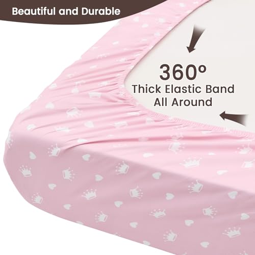 Image of PHF Soft Bassinet Sheet Set, 2 Pack Silky Comfy Breathable Cradle Sheets for Baby Boys Girls, Univeral Fit for Most Oval Rectangle Cradle and Bassinet Mattress /Pad, Castle