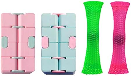 4 Pack Stress Relief and Anxiety Relief Fidget Toys,Infinity Cube,Marble Mesh