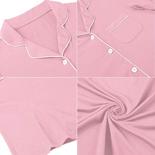 Image of Pjmlifecoco Nightgown for Women Button Down Sleepshirt Short /Long Sleeve Nightdress Soft Modal Sleepwear S-XXL
