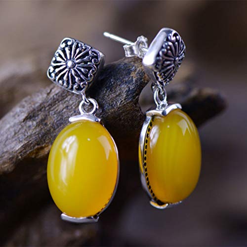 Pendientes de plata y calcedonia amarilla MIYUAN un regalo artesanal único 3