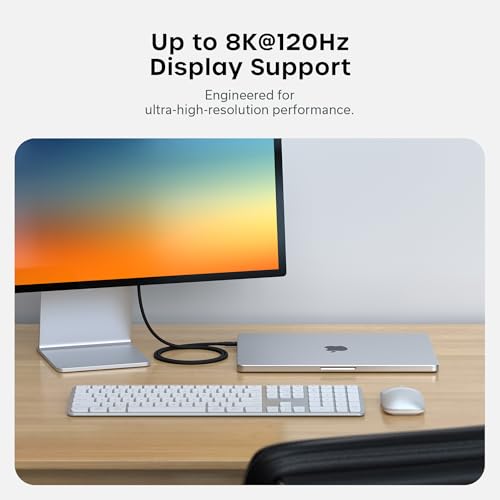 Image of Satechi Certified Thunderbolt 5 Cable, 240W PD, 120Gb /s Data, Dual 8K@60Hz, Triple 4K@144Hz, Braided Thunderbolt 5 /4 /3, Compatible USB-C Cable for iPhone 17, MacBook Air /Pro /Neo, Laptops | 120 Gb /s data, dual 8K /60Hz, triple 4K /144Hz, braided design, fits iPhone 17, MacBook Air /Pro /Neo