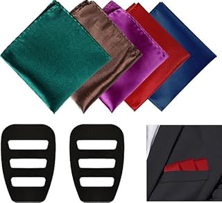 5 Piezas Pañuelo Traje Hombre con 2 Piezas Soporte para Pañuelos, Color Sólido para Bodas y Ocasiones