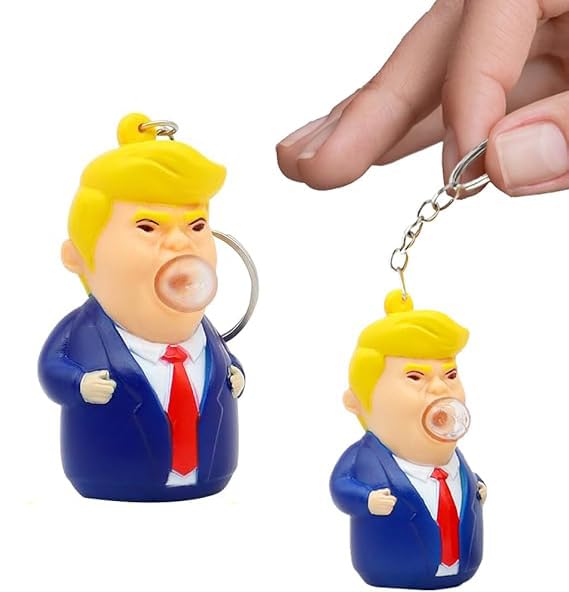 T Legend President Donald Stress Relief Keychain Blows Bubbles Keychain Pendant Hanging - Squeeze Bounce Bubble Toy Funny Office Desk Fidget Gift for Adults (2-Pack)