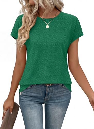 Image of Alaroo Womens Summer Tops Short Sleeve Shirts Crew Neck Tshirt Cute Trendy Tunic Blouses (S-3XL)