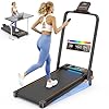 Walking Pad Treadmill with 15% Incline & Dual LED Display, 4 in 1 Walking Pad with Handle Bar, 3.5HP Foldable Treadmill with Incline, Treadmills for Home 350LBS, 4 Adjustable Incline, RGB Light
