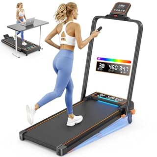 Walking Pad Treadmill with 15% Incline & Dual LED Display, 4 in 1 Walking Pad with Handle Bar, 3.5HP Foldable Treadmill with Incline, Treadmills for Home 350LBS, 4 Adjustable Incline, RGB Light