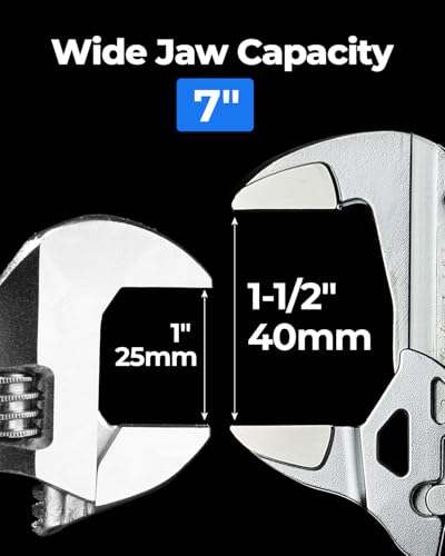Image of toolant 7-Inch Chrome Plated Pliers Wrench, CR-V Adjustable Wrench with Anti-Rust Coating, Smooth Parallel Jaws, Rubber Anti-Slip Grip and Storage Pouch for Home Repair, Plumbing, Nuts, Water Pipes