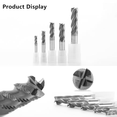 Image of 3 /8 inch Solid Carbide Roughing End Mill 4 Flute Square Endmill CNC Milling Bits with AlTiN Coated for Alloy Steels /Hardened Steels