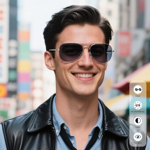 Classic Aviator Sunglasses Polarized Protection Mirrored Shades for Men & Women Vintage Style UV Protection Silver Frame3