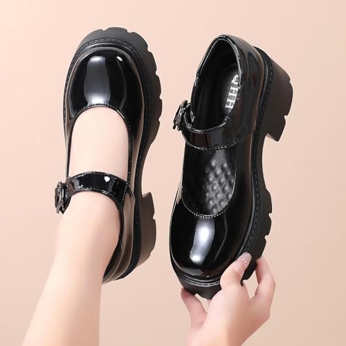 Image of Mary Jane Shoes Women Platform Mary Janes for Women Chunky Heels Women's Pumps Fashion Comfortable Dressy Casual Work School Office Shoes
