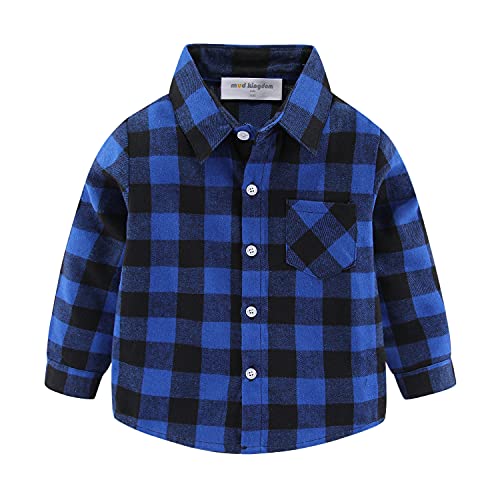 Image of Mud Kingdom Boys Plaid Flannel Shirt Long Sleeve Button Down Casual