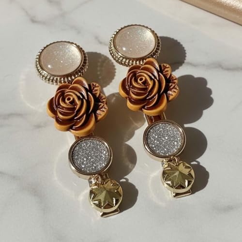 Image of Alvero 2Pc Premium Elegant Rose & Glitter Hair Pin for Women & Girls, Stylish 3D Flower Designer Hair Clip for Party, Wedding, Gifting - 6 x 1.5 x 1.5cm, (Pack of 2 Piece)
