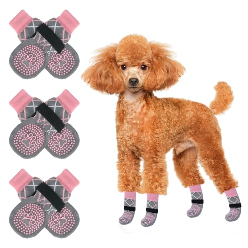 BEAUTYZOO 犬 靴下 滑り止め 足舐め防止 足保護 6個セット ハードウッド床用 防寒防熱 転倒防止 小型犬 中型犬 大型犬 シニア犬用 脱げにくい 肉球保護 通気性 介護 室内履き（Amazon）