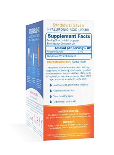 Hyalogic Synthovial Seven Hyaluronic Acid Liquid & Resveratrol Capsules - Ha Joint Support - Vegan - 1 Oz #TOP3
