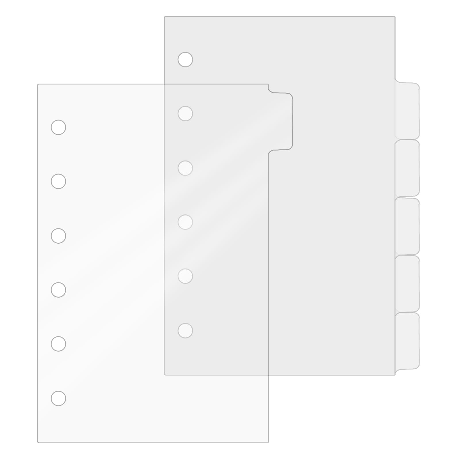 DY.2ten A7 Binder Dividers Planner Inserts, 6 Tabs Clear Acrylic Index Divider for 6 Ring Binder Notebook