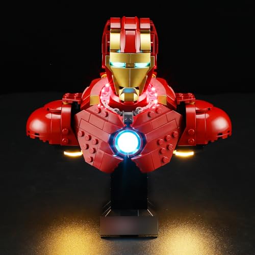 Reviews de Lampara iron man comprados en linea. 50 BRIKSMAX 2.0 Kit de luz para Lego Iron Man MK4 Busto -Innovadora iluminación LED compatible con Lego Marvel 76327 - No incluido juego de Lego