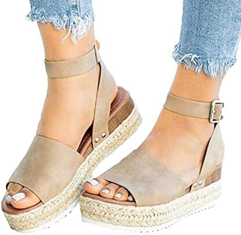 Snakell Faux Leather Wedges Buckle Strap Sandal Women Sandals Summer Flatform Ankle Strap Sandal Ladies Fashion Open Toe Casual Ankle Strap Sandals Wedge Sandal Platform Sandal Wedge
