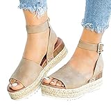 GCETTIC Sandals for Women Casual Summer,Platforms Wedges Sandals Open Toe Comfy Dressy Sandals Khaki