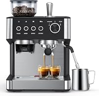 COWSAR Espresso Kaffee Maschine, mit Mahlwerk und manuellem Milchaufschäumer, 15 Bar Drucksystem, schnell aufheizende espresso machine, geeignet für Cafés, Restaurants, Wohnungen und Büros – Ansicht 1