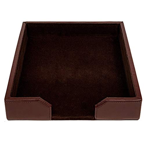 DACASSO Bonded Leather Desktop Letter Tray - Luxury Letter Holder & Paper Organizer for Desk - Office Organization & Executive Desk Decor - (Dark Brown)